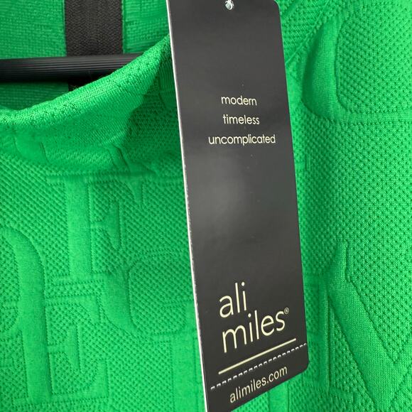 NEW NWT Ali Miles Sz Small Green Alphabet Teacher Wearable Art Blouse Shirt Top - Picture 2 of 6